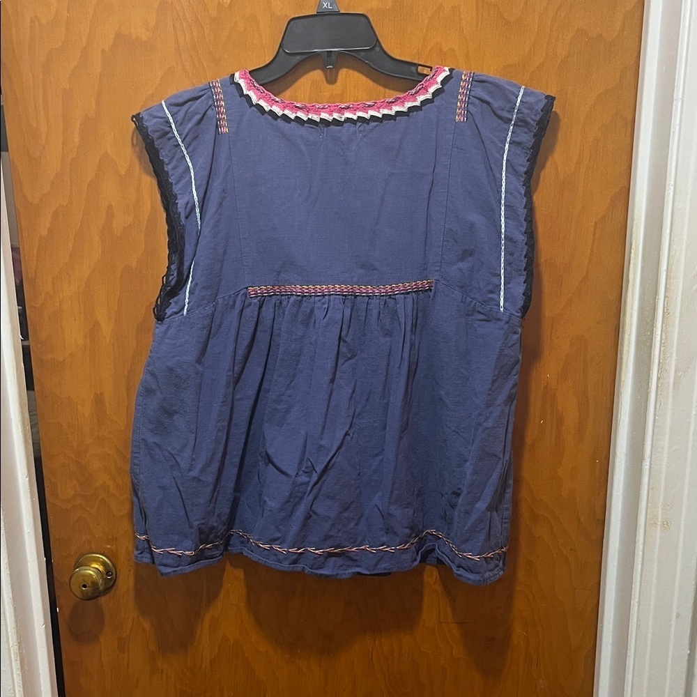 Altar'd State Navy Floral Embroidered Blouse - Picture 6 of 6